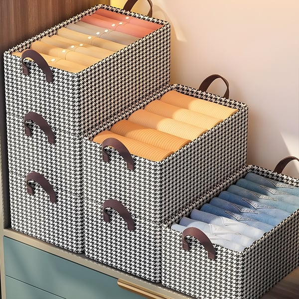 Offre Spéciale: Achetez 2, Obtenez 3 — Lot de 5 Boîtes de Rangement Vêtements Pliables, Structure Renforcée, Poignées et Fenêtre Transparente pour un Gain de Place Optimal