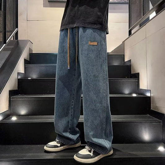 Jeans Décontractés à Coupe Ample et Jambes Larges pour Homme