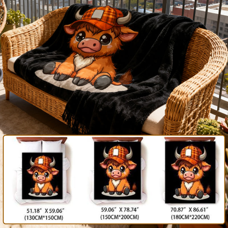 Couverture ultra-douce au motif vache dessin animé – confort moelleux et design ludique