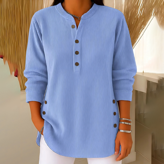 👗👚Hauts Henley en velours côtelé boutonnés pour femmes:chic et flatteur pour tous les looks📢50% DE RÉDUCTION✨