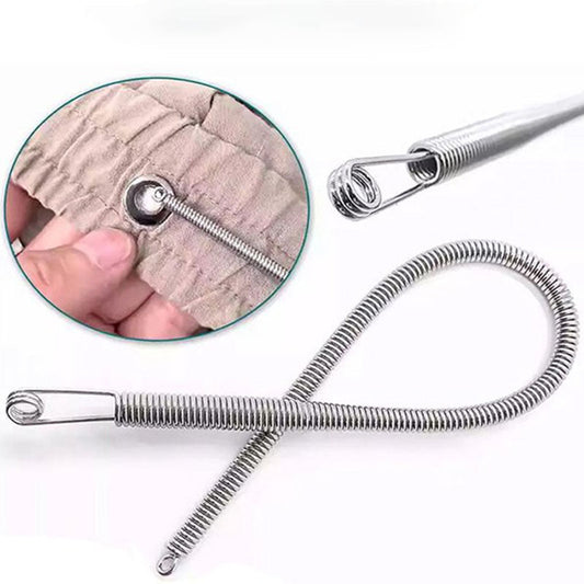 Outil multifonction pliable à cordon élastique pour enfiler les fils facilement