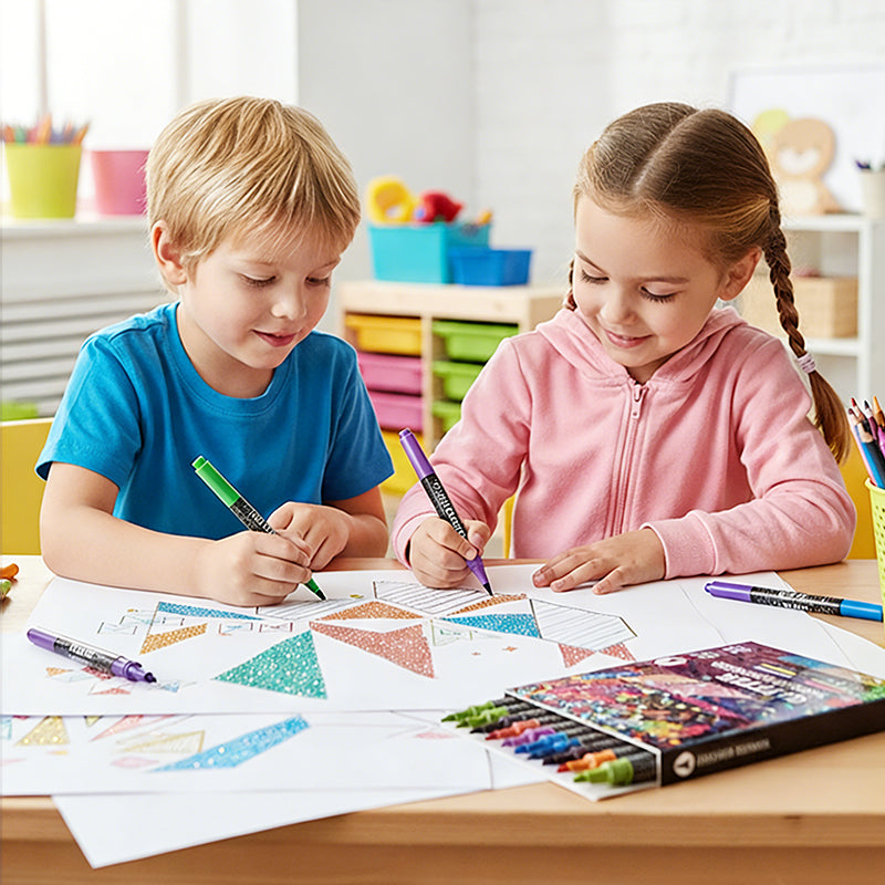 🎨Marqueurs pinceaux à effet pailleté🥇Créez des œuvres scintillantes en toute fluidité 🥳 (🌈24 à 96 couleurs | Écriture fluide sans bouchons | Ne traverse pas le papier📝)