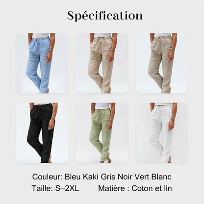 💎 60% DE RÉDUCTION ! 💎 Pantalon Décontracté à Jambe Droite – Coton & Lin Respirant, Taille Élastiquée & 6 Couleurs Disponibles 🌿👖