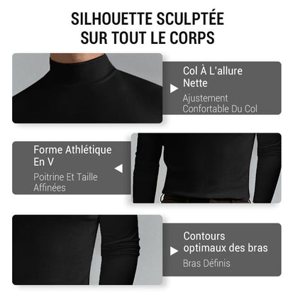 👕 50% DE RÉDUCTION ! ✨ T-shirt Homme à Col Montant - Coupe Adjustable et Tissu Respirant, Idéal pour Sport ou Quotidien 🏃‍♂️