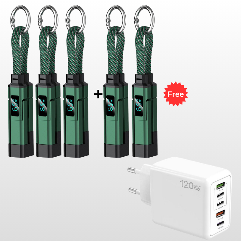 💐50% DE RÉDUCTION ! 🔌 Câble de charge 4 en 1 avec affichage numérique et anneau porte-clés – charge rapide, résistant aux nœuds et compact ⚡🔑【Offre Limitée】