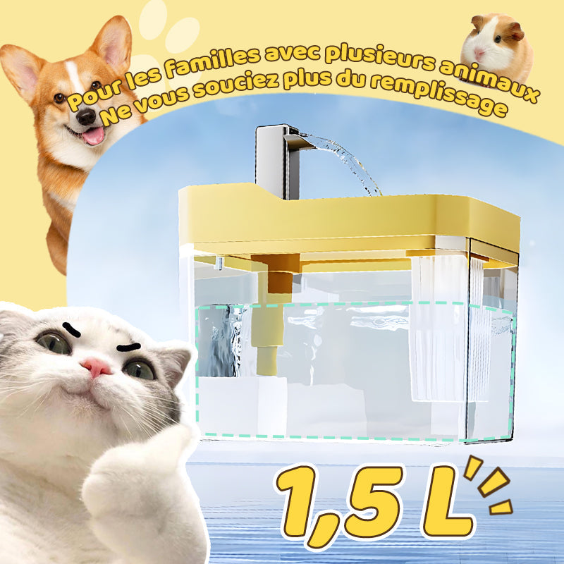 🔥 50% DE RÉDUCTION - Fontaine à Eau Automatique pour Animaux, Capacité 1,5 L, Fonctionnement Silencieux et Écoulement Continu pour une Hydratation Optimale 🐱💧