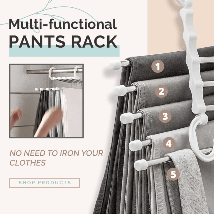 Porte-Pantalons Multifonctionnel — Optimisez votre rangement et gagnez de l'espace. Offre spéciale : Achetez 2, Recevez 3 !