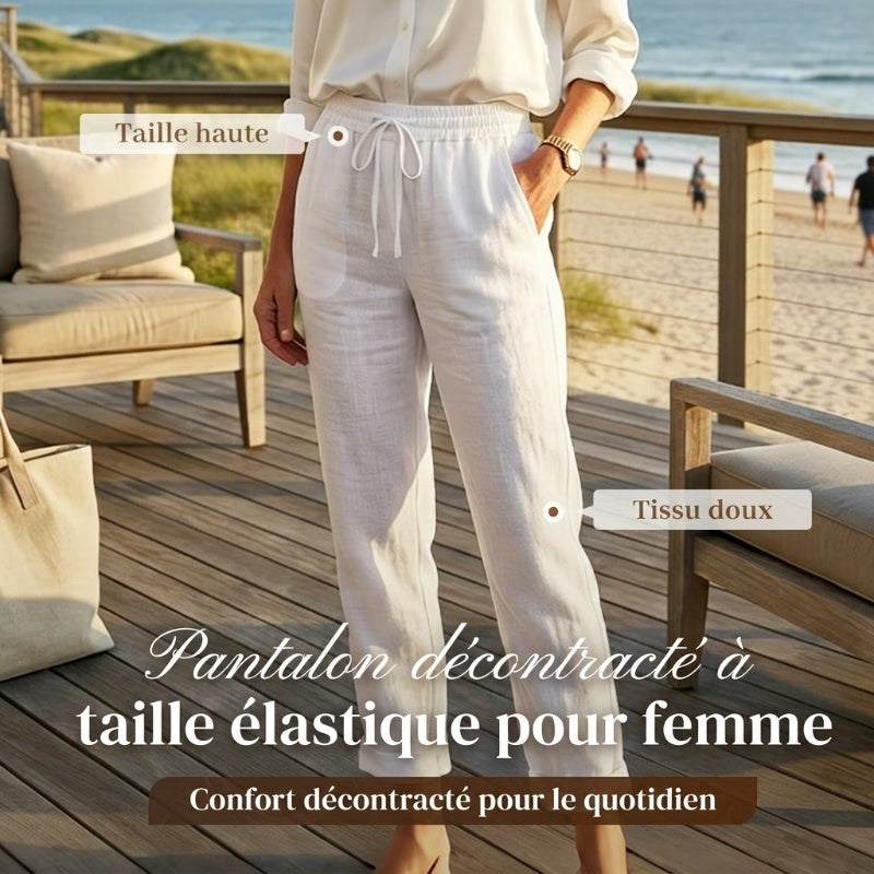 💎 60% DE RÉDUCTION ! 💎 Pantalon Décontracté à Jambe Droite – Coton & Lin Respirant, Taille Élastiquée & 6 Couleurs Disponibles 🌿👖