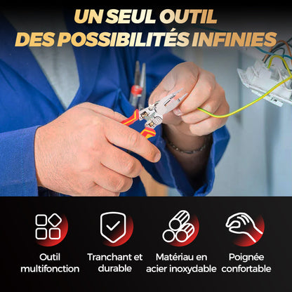 Pince à Dénuder 8-en-1 avec Testeur de Tension – Outil Multifonction pour Dénudage et Câbles