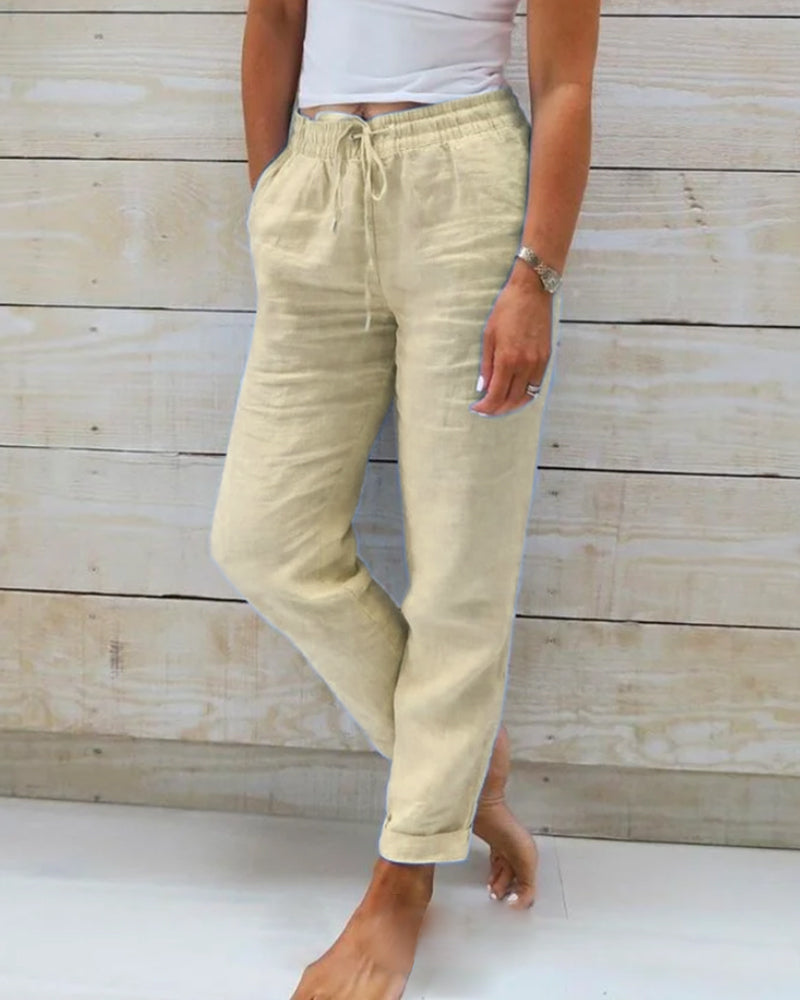💎 60% DE RÉDUCTION ! 💎 Pantalon Décontracté à Jambe Droite – Coton & Lin Respirant, Taille Élastiquée & 6 Couleurs Disponibles 🌿👖