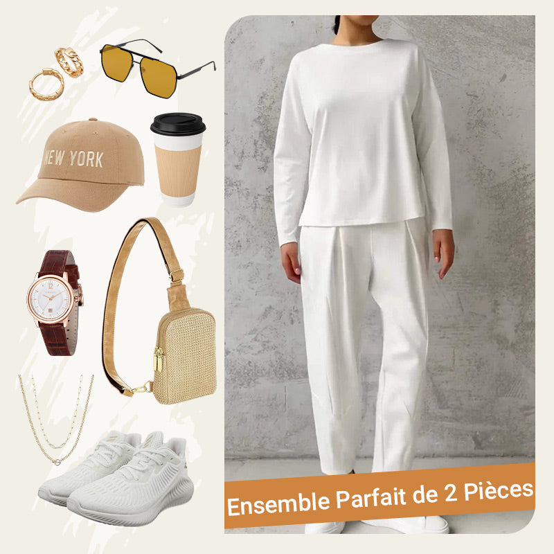 ✨️Ensemble 2 pièces haut à manches longues et pantalon à col rond
