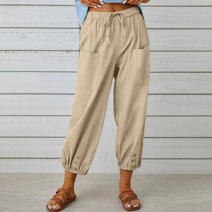 💎 Pantalon Ample Droit à Jambe Large pour Femmes – Coton & Lin Respirant, Coupe Flatteuse & Poches Pratiques 👖