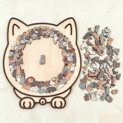 ⏳Limited-time 50% off⏰135-Piece Morandi-Colored Cat Shaped Wooden Jigsaw Puzzle😸