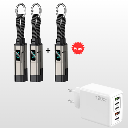 💐50% DE RÉDUCTION ! 🔌 Câble de charge 4 en 1 avec affichage numérique et anneau porte-clés – charge rapide, résistant aux nœuds et compact ⚡🔑【Offre Limitée】