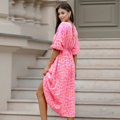 🎀🌸Robe imprimée à col V pour femme