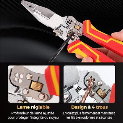 Pince à Dénuder 8-en-1 avec Testeur de Tension – Outil Multifonction pour Dénudage et Câbles