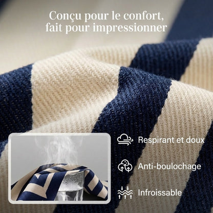 🎁Nouveauté : 50 % de réduction 💥 Ensemble 2 pièces pour femme : chemise rayée et pantalon large