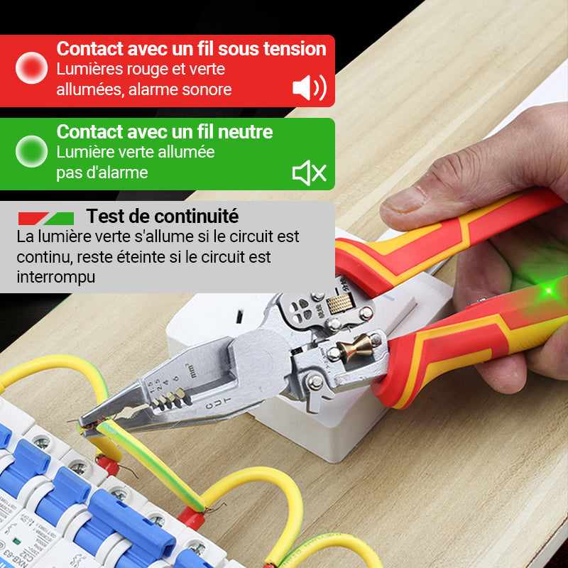 Pince à Dénuder 8-en-1 avec Testeur de Tension – Outil Multifonction pour Dénudage et Câbles