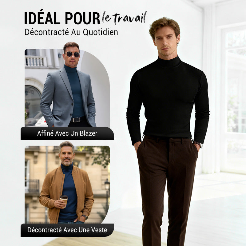 👕 50% DE RÉDUCTION ! ✨ T-shirt Homme à Col Montant - Coupe Adjustable et Tissu Respirant, Idéal pour Sport ou Quotidien 🏃‍♂️
