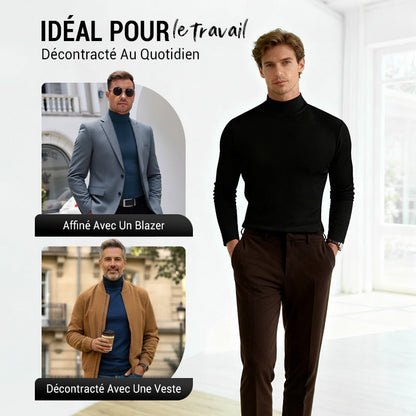 👕 50% DE RÉDUCTION ! ✨ T-shirt Homme à Col Montant - Coupe Adjustable et Tissu Respirant, Idéal pour Sport ou Quotidien 🏃‍♂️