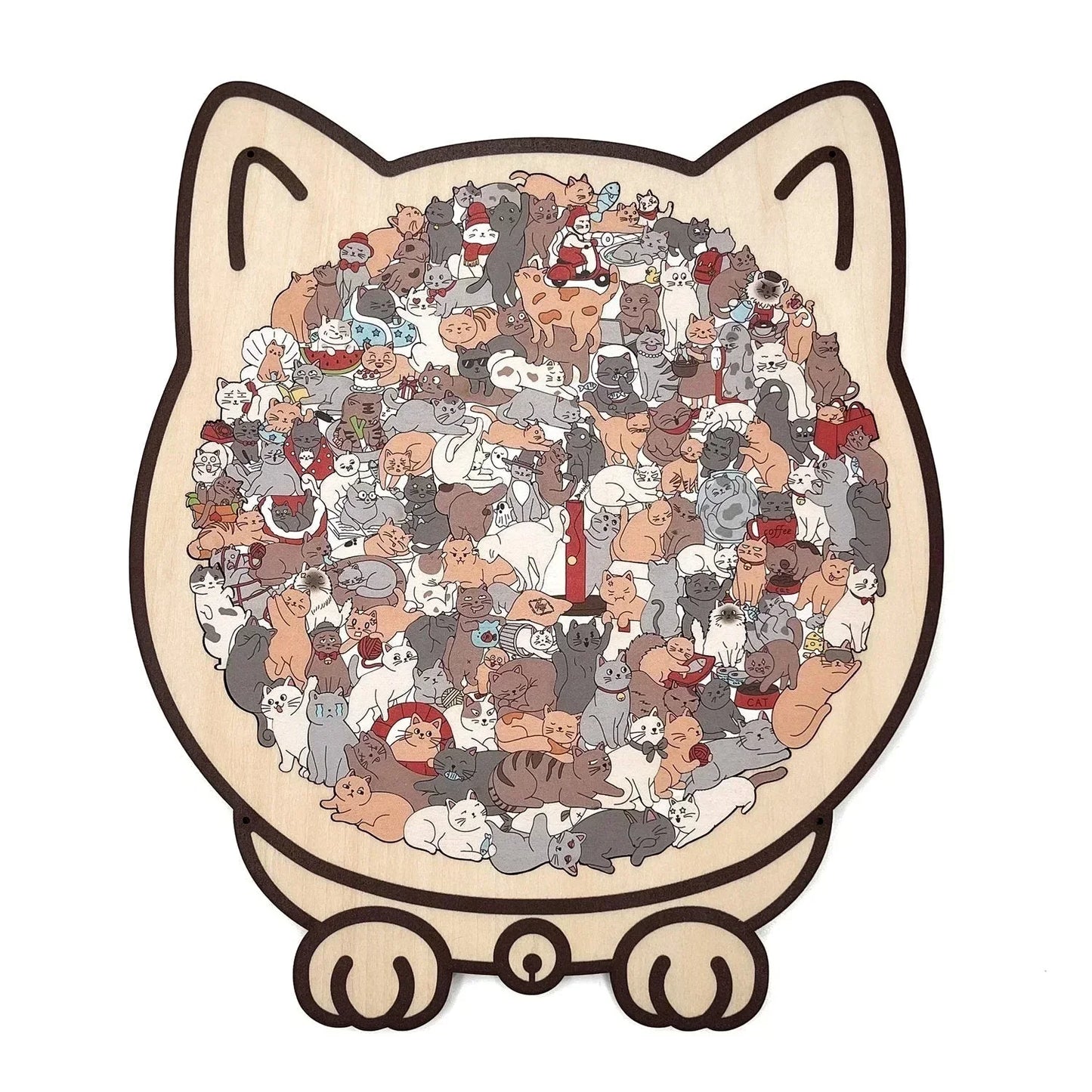 ⏳Limited-time 50% off⏰135-Piece Morandi-Colored Cat Shaped Wooden Jigsaw Puzzle😸