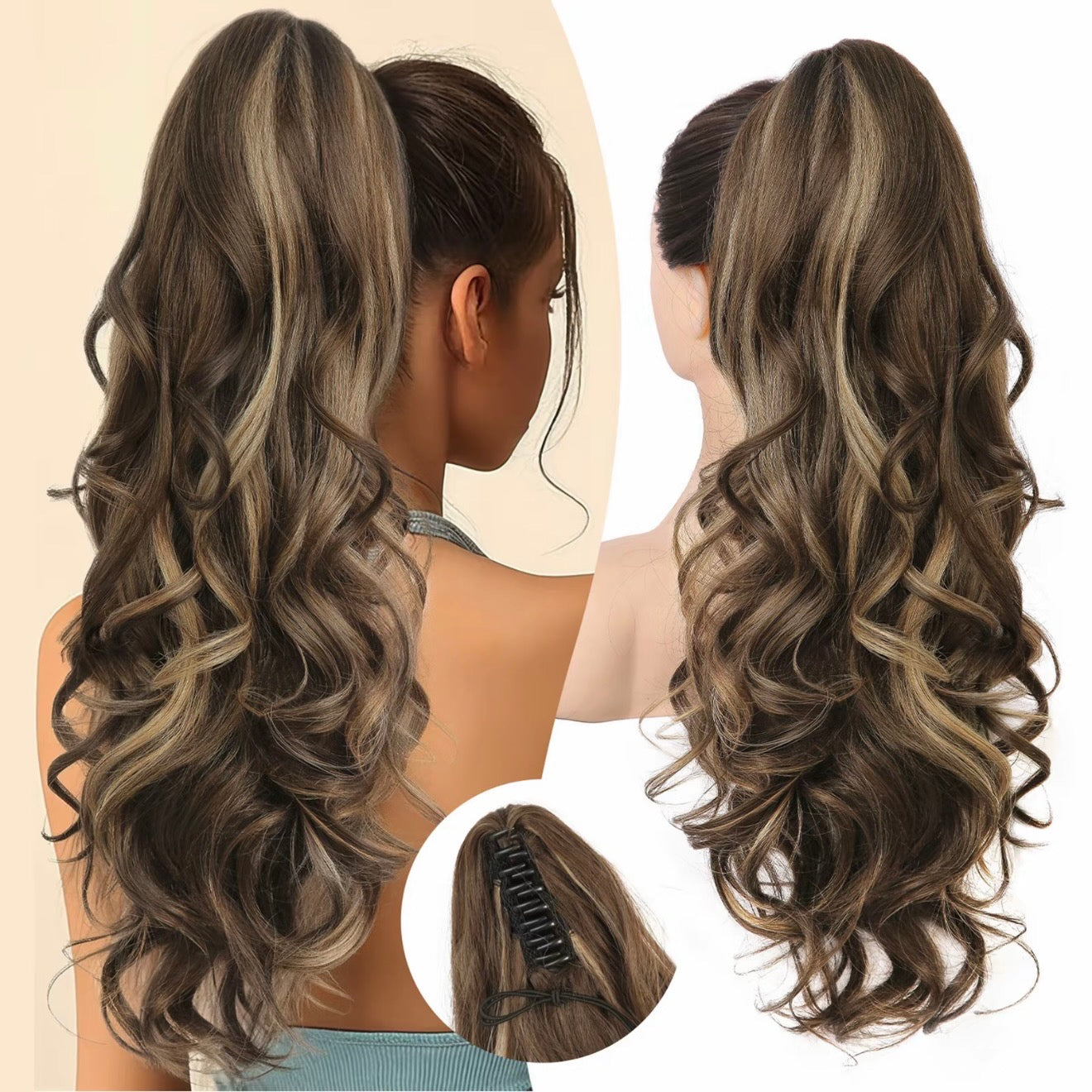 💜 Extension de queue de cheval ondulée à clip – Promo limitée, 50 % de réduction 💜