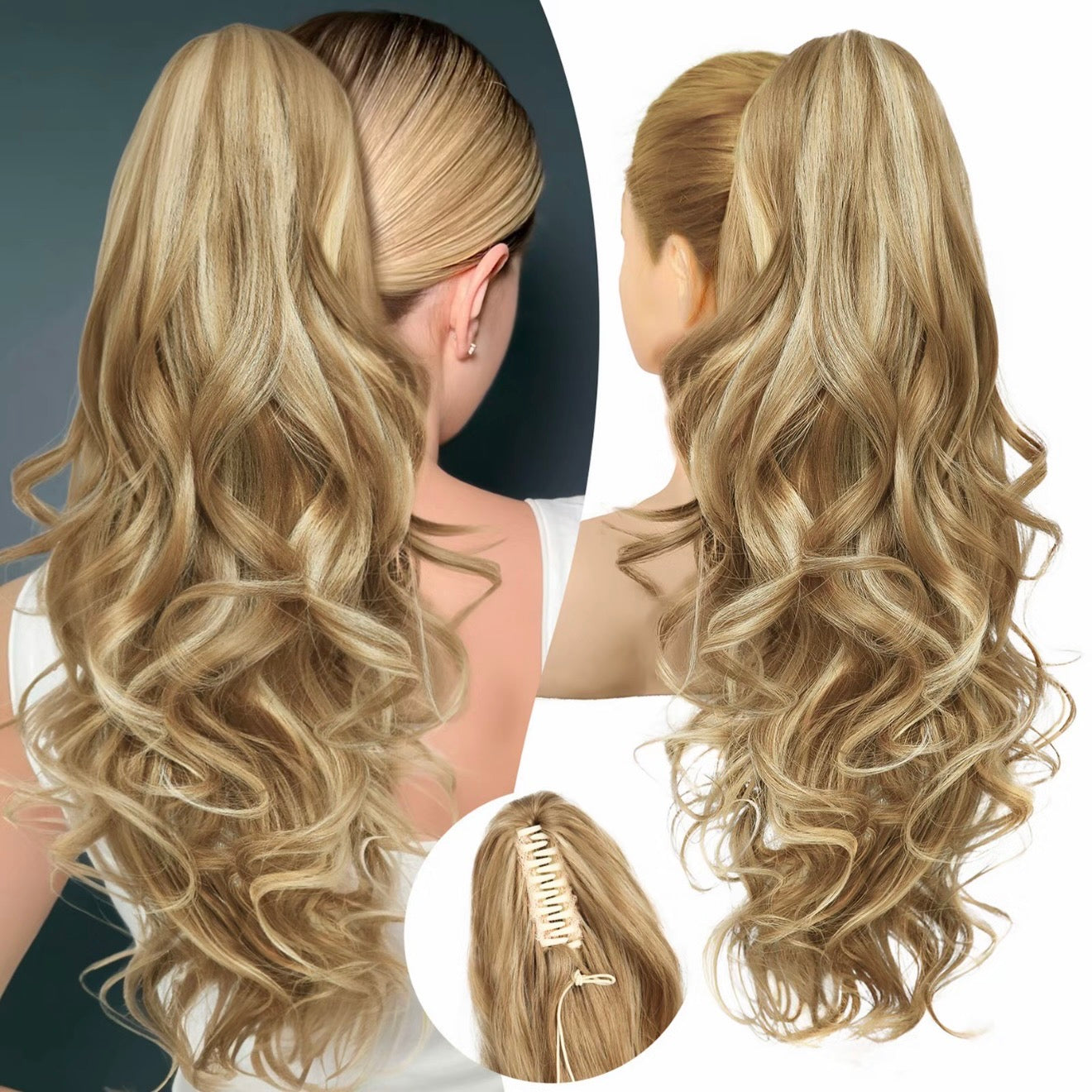 💜 Extension de queue de cheval ondulée à clip – Promo limitée, 50 % de réduction 💜
