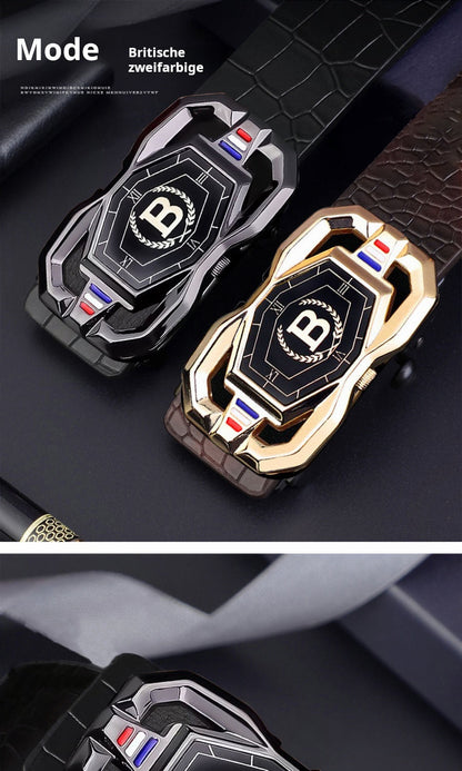 📢📢50 %  DE RÉDUCTION !! ⏰🐊Ceinture en cuir pour homme avec motif crocodile raffiné, boucle automatique et fabriquée en cuir de vachette.