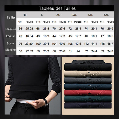 🔥50% DE RÉDUCTION ! 🍂 Chemise à Col Rayé 2 Pièces 👔📦