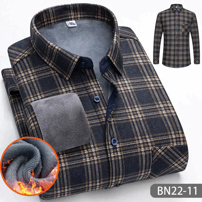 🔥 50% DE RÉDUCTION ! ✨ Chemise Homme Épaissie à Rayures pour Automne/Hiver - Double Couche Isolante, Chaleur 360°, Équivalent à 3 Chemises Classiques 👔❄️