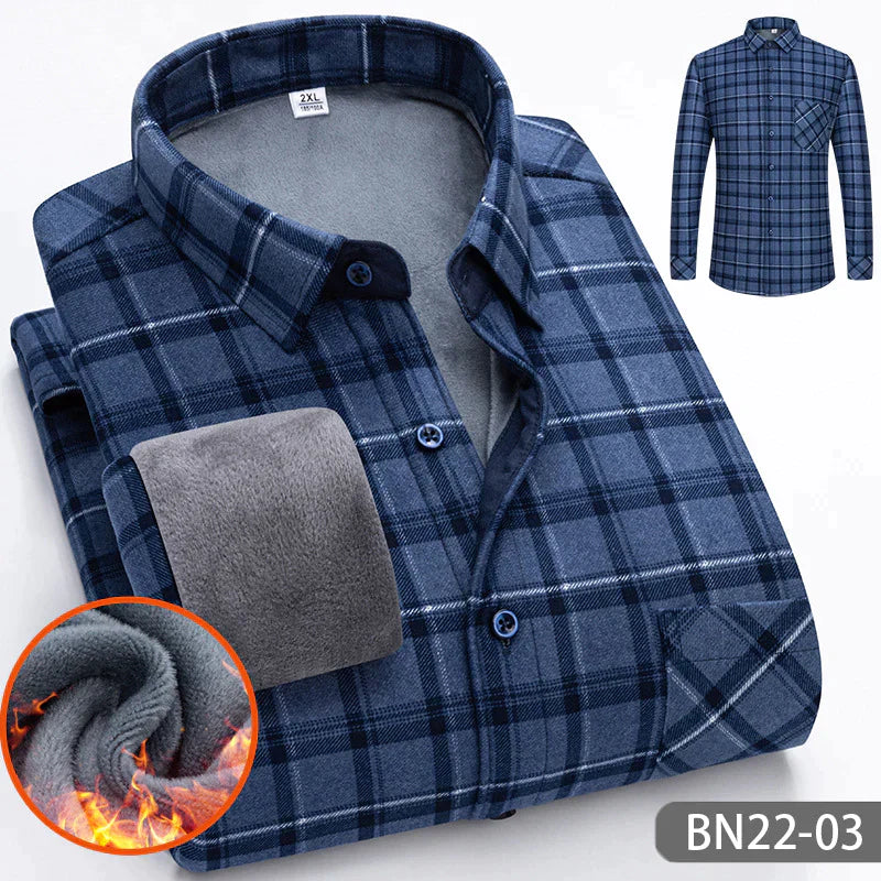 🔥 50% DE RÉDUCTION ! ✨ Chemise Homme Épaissie à Rayures pour Automne/Hiver - Double Couche Isolante, Chaleur 360°, Équivalent à 3 Chemises Classiques 👔❄️