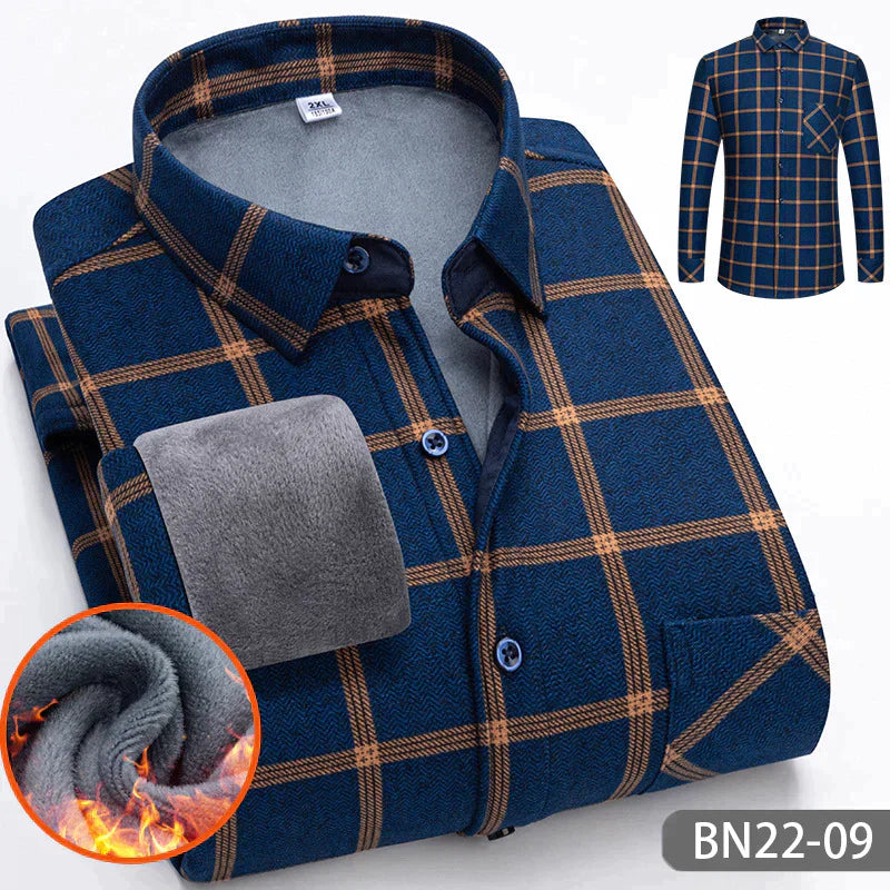 🔥 50% DE RÉDUCTION ! ✨ Chemise Homme Épaissie à Rayures pour Automne/Hiver - Double Couche Isolante, Chaleur 360°, Équivalent à 3 Chemises Classiques 👔❄️