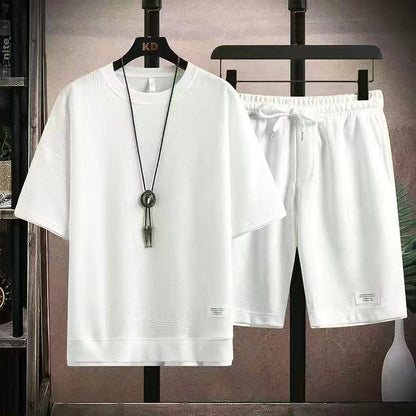 Ensemble 2 Pièces T-shirt et Short en Tissu Gaufré
