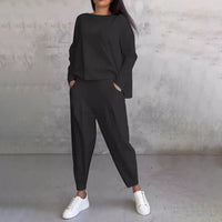 ✨️Ensemble 2 pièces haut à manches longues et pantalon à col rond