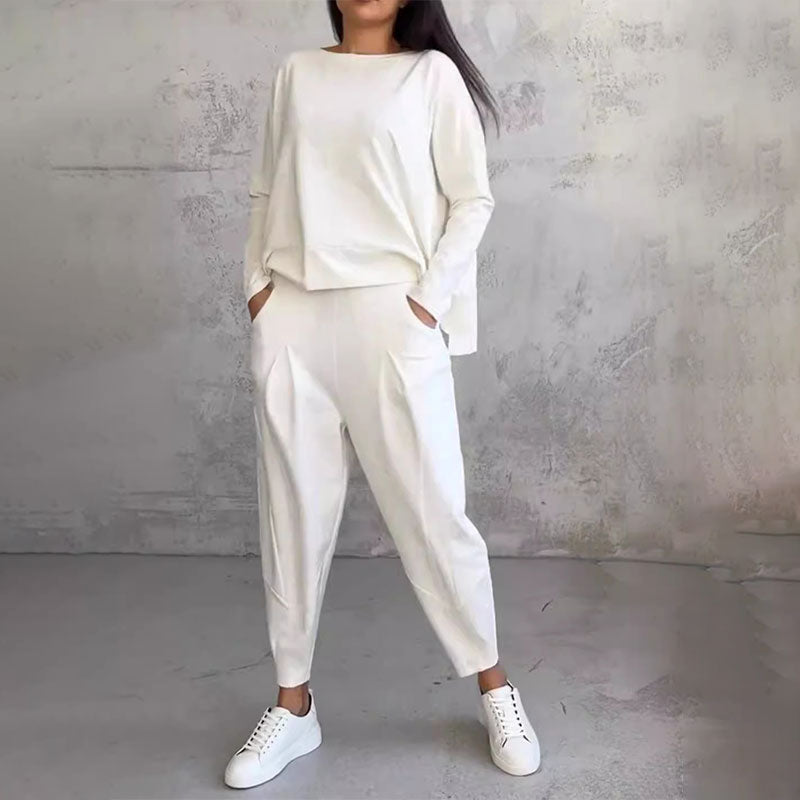 ✨️Ensemble 2 pièces haut à manches longues et pantalon à col rond