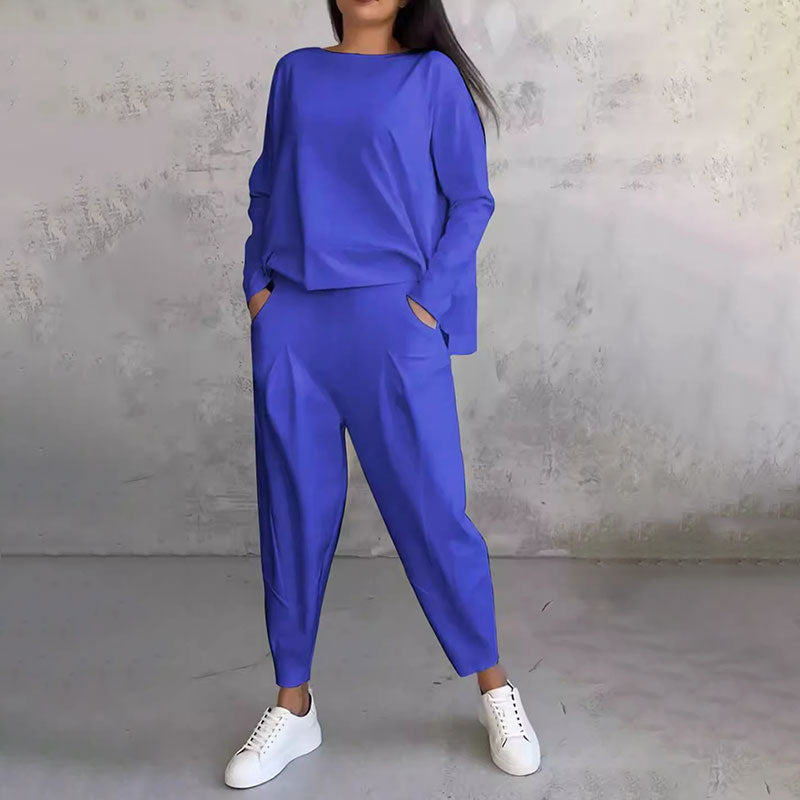 ✨️Ensemble 2 pièces haut à manches longues et pantalon à col rond