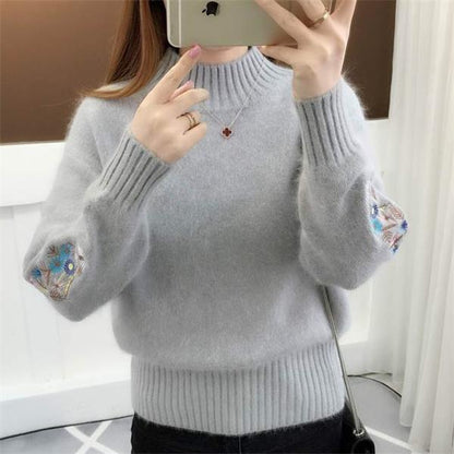 🔥🎅 62 % de réduction – Pull épais en cachemire avec broderie florale, douceur intemporelle pour toutes les occasions 💃🧶