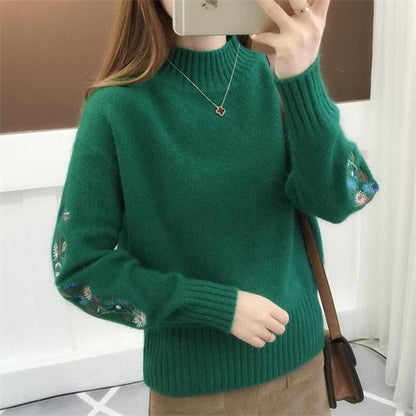 🔥🎅 62 % de réduction – Pull épais en cachemire avec broderie florale, douceur intemporelle pour toutes les occasions 💃🧶