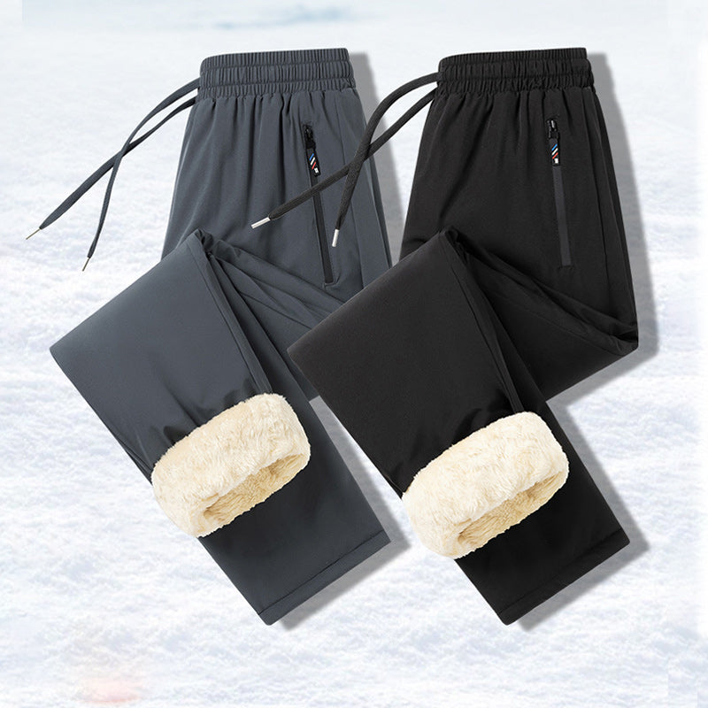 Pantalon imperméable et coupe-vent pour homme, doublé de peluche douillette