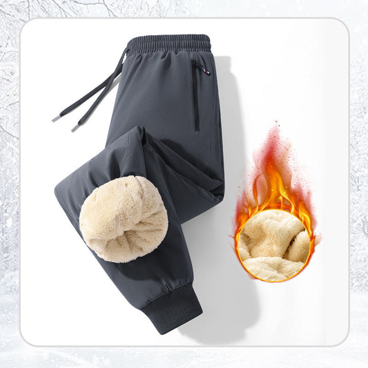 Pantalon imperméable et coupe-vent pour homme, doublé de peluche douillette