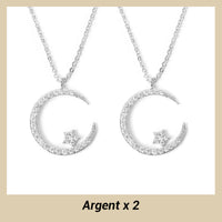 💕60% de réduction💕Collier Étincelant avec Pendentif d'Étoile et de Lune