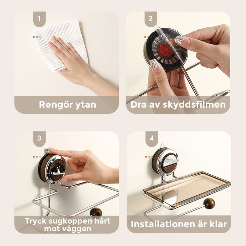 🔥Porte-papier hygiénique sans trous avec étagère intégrée – design épuré et pratique