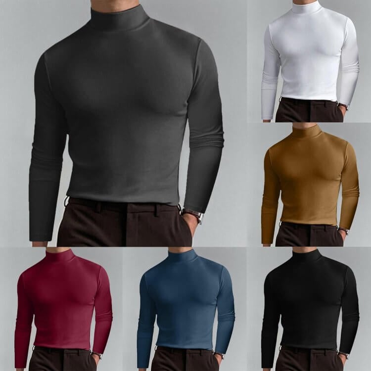 👕 48% DE RÉDUCTION ! ✨ T-shirt Homme à Col Montant - Coupe Adjustable et Tissu Respirant, Idéal pour Sport ou Quotidien 🏃‍♂️📦