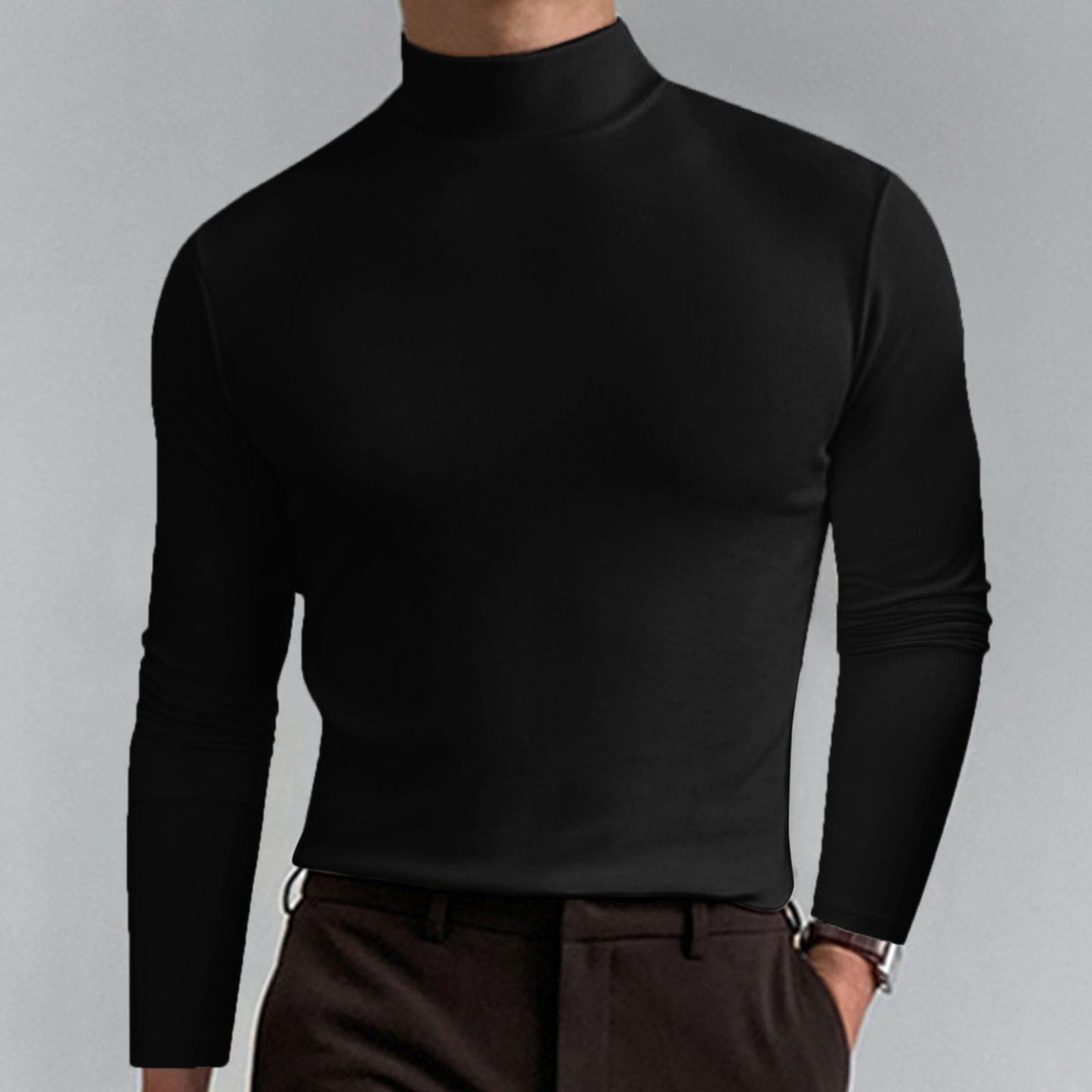 👕 48% DE RÉDUCTION ! ✨ T-shirt Homme à Col Montant - Coupe Adjustable et Tissu Respirant, Idéal pour Sport ou Quotidien 🏃‍♂️📦