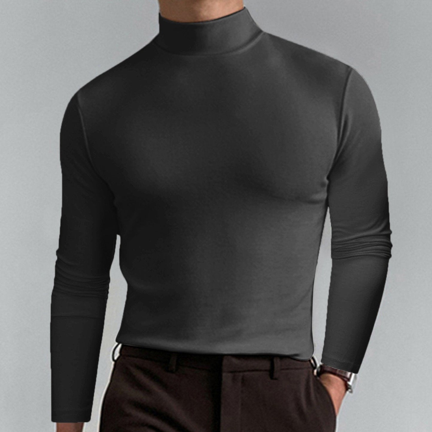 👕 50% DE RÉDUCTION ! ✨ T-shirt Homme à Col Montant - Coupe Adjustable et Tissu Respirant, Idéal pour Sport ou Quotidien 🏃‍♂️