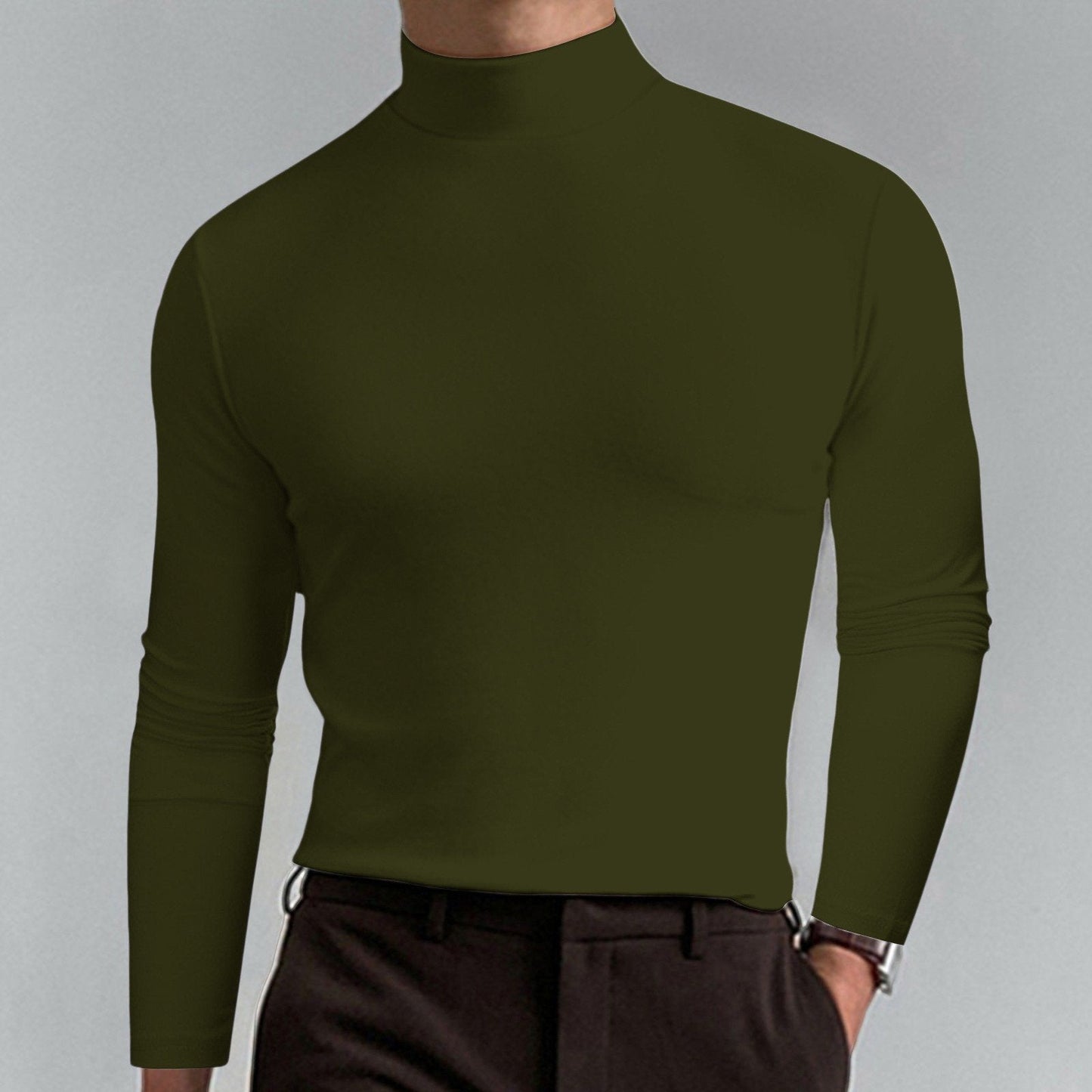 👕 48% DE RÉDUCTION ! ✨ T-shirt Homme à Col Montant - Coupe Adjustable et Tissu Respirant, Idéal pour Sport ou Quotidien 🏃‍♂️📦