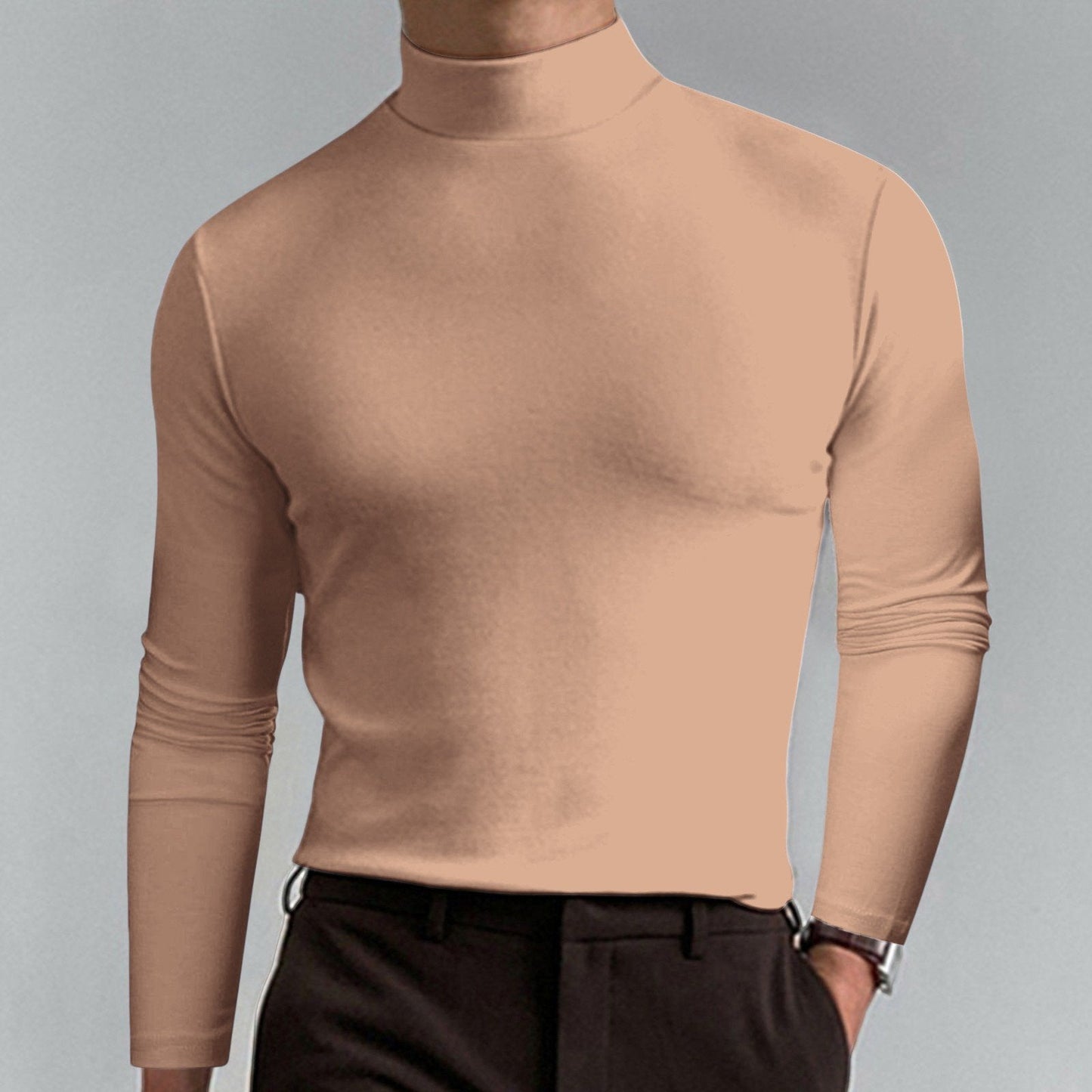 👕 48% DE RÉDUCTION ! ✨ T-shirt Homme à Col Montant - Coupe Adjustable et Tissu Respirant, Idéal pour Sport ou Quotidien 🏃‍♂️📦