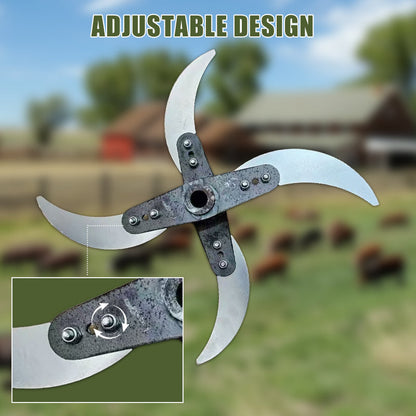 Promo 50% : Lame de coupe 4 lames pour déchiqueteuse d’herbe – Diamètre ajustable 25–26 cm, acier anti-rouille, installation universelle