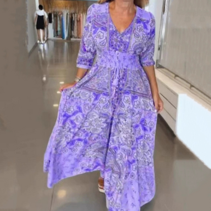 🎁 60% DE RÉDUCTION ! 🌼 Nouveauté 2026 | Robe Longue à Cordon Fleuri – Élégance Estivale Naturelle 🌿✨
