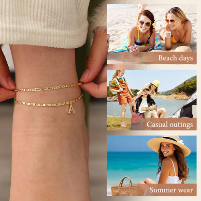 💐50% DE RÉDUCTION ! Bracelet de Cheville 2 Pièces – Style Superposé Tendance 💃🌟【Prix Exceptionnel】